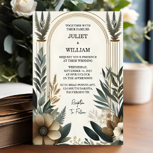 At Retro 70s 80s Fast Bold Boho Courthouse Wedding Invitation
