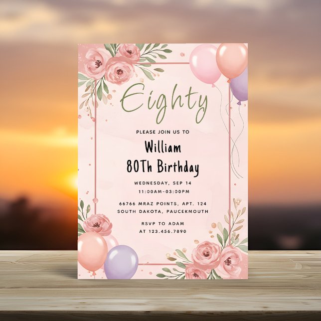 At Retro Fun Adult Humor Happy Chic 80th Birthday Invitation (Creator Uploaded)