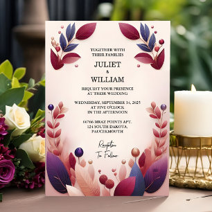 At Rich Soft Teal Fall Gem Bold Jewel Tone Wedding Invitation