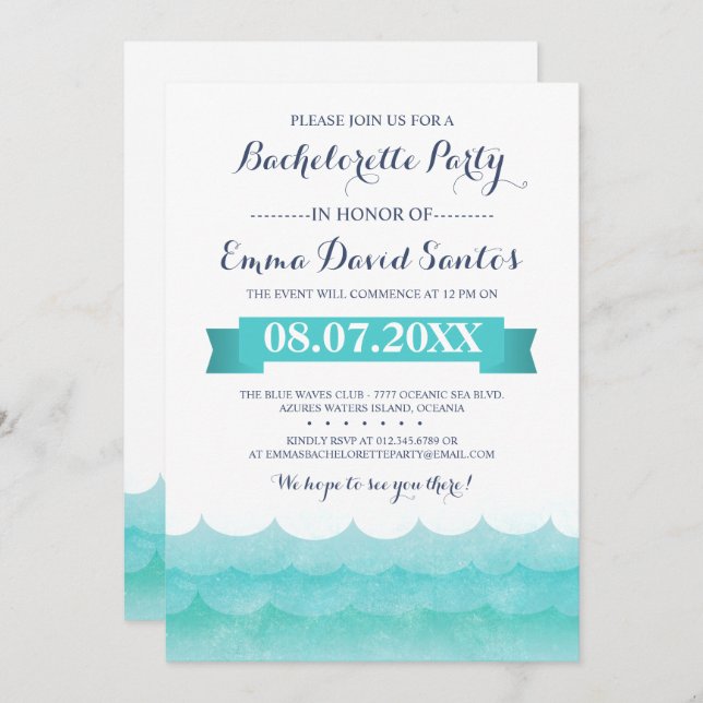 At Sea Bachelorette Party Invitation (Front/Back)