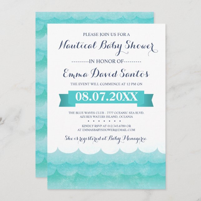 At Sea Nautical Baby Shower Invitation (Front/Back)