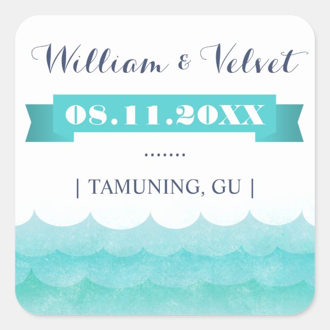 At Sea Nautical Wedding Favor Stickers (Front)