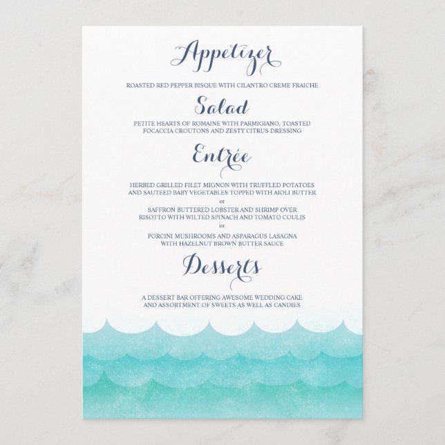 At Sea Nautical Wedding Menu Cards (Front)