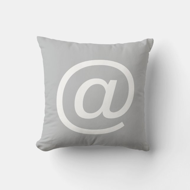 @ (at sign) button pillow, Gray & White Throw Pillow (Front)