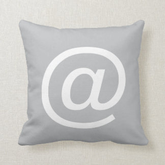 @ (at sign) button pillow, Gray & White Throw Pillow