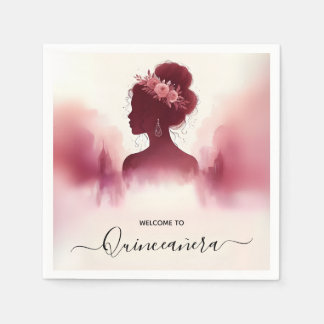 At Silver Plum Lace Gown Boho Burgundy Quinceanera Napkins