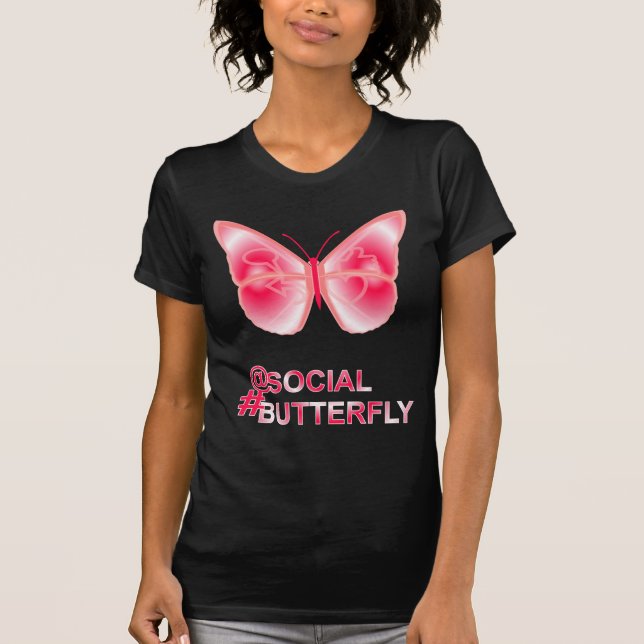 At Social Hashtag Butterfly T-Shirt (Front)