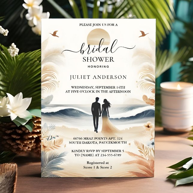 At Summer Ocean Sea Beach Blue Water Bridal Shower Invitation (Creator Uploaded)