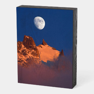 At Sunrise Aiguille du Plan Chamonix, France Wooden Box Sign