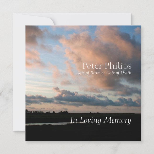 At Sunset 2 Peaceful Memorial Service Announcement (Front)