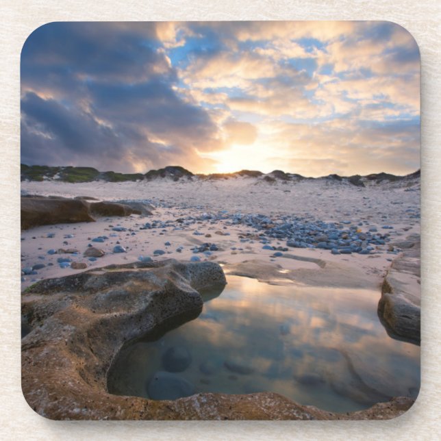 At Sunset In A Puddle Beverage Coaster (Front)