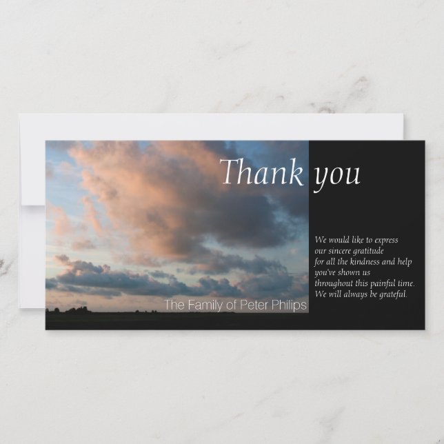 At Sunset Peaceful Sky 1 Sympathy Thank You (Front)