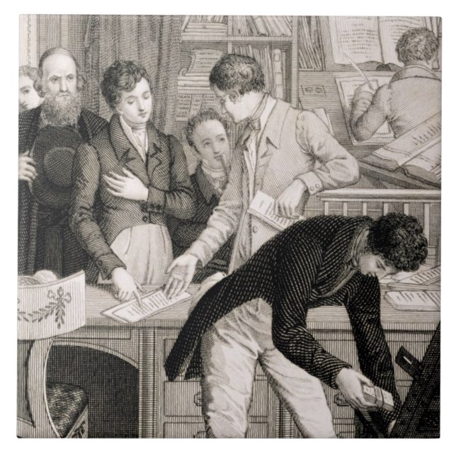 At the Bank, c.1800 (engraving) Tile (Front)