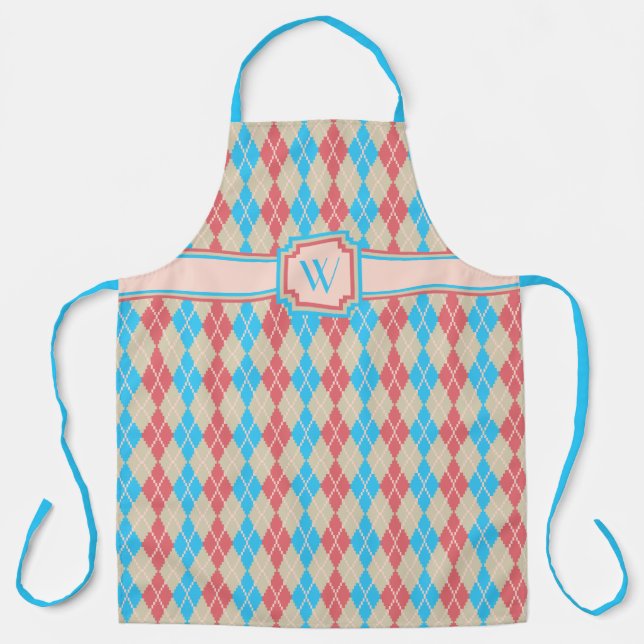 At the Beach Argyle All-Over Print Apron (Front)