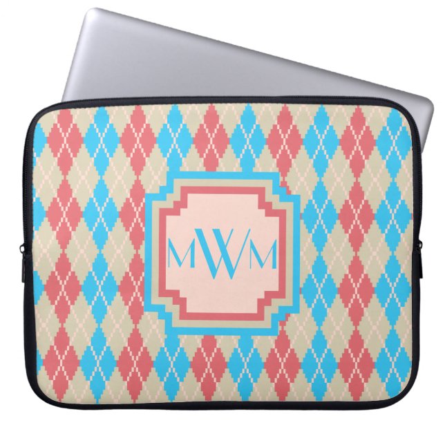 At the Beach Argyle Laptop Sleeve (Front)