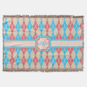 At the Beach Argyle Throw Blanket
