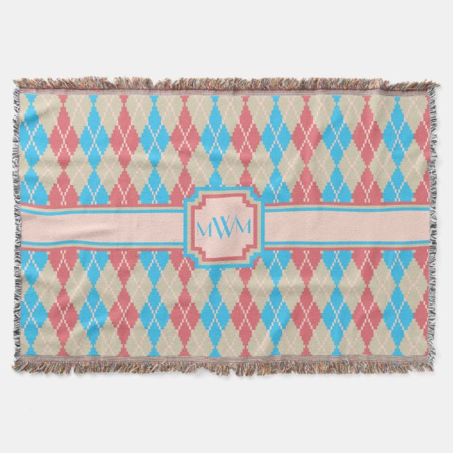 At the Beach Argyle Throw Blanket (Front)