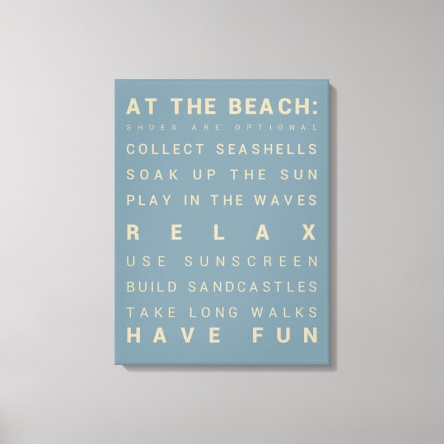 At the Beach - Beach House Rules - 18" x 24" Canvas Print (Front)