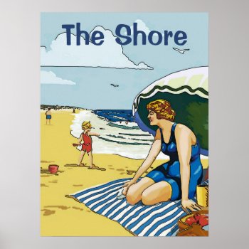At The Beach  Edit Text Poster by figstreetstudio at Zazzle