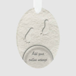 At the beach - footprints in sand ornament
