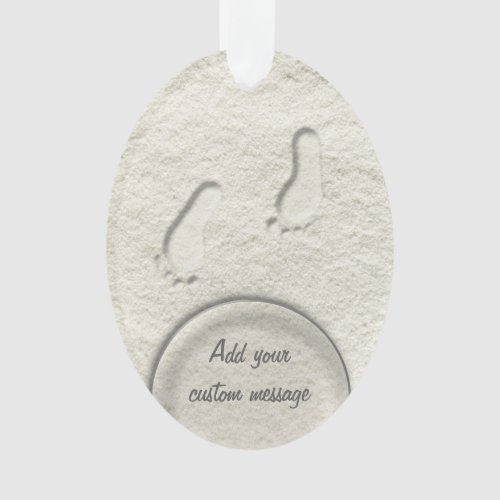 At the beach _ footprints in sand ornament