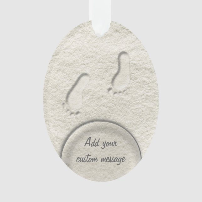 At the beach - footprints in sand ornament (Front)