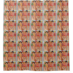 At the Beach Paper Dolls Shower Curtain