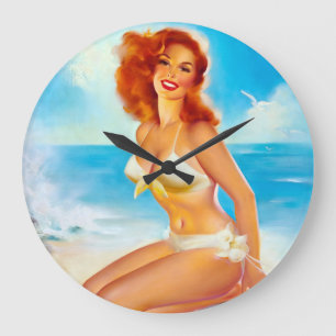 At the Beach Pin Up Large Clock