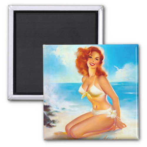 At the Beach Pin Up Magnet