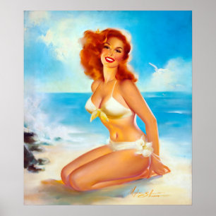 At the Beach Pin Up Poster