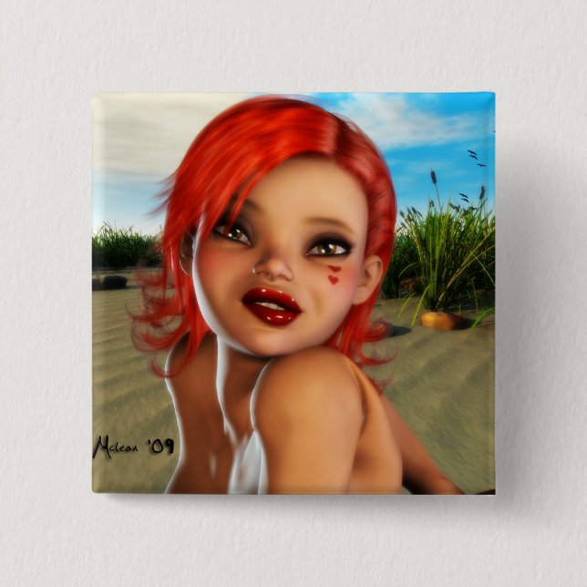 At the Beach Pinback Button (Front)