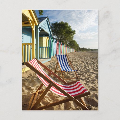 At the Beach  Striped Beach Chairs Postcard