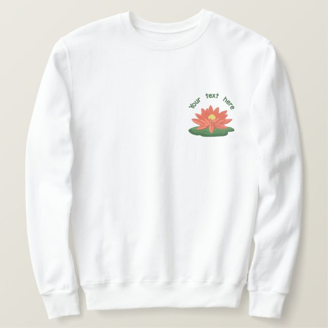 At the Beach - Waterlily Embroidered Sweatshirt (Design Front)