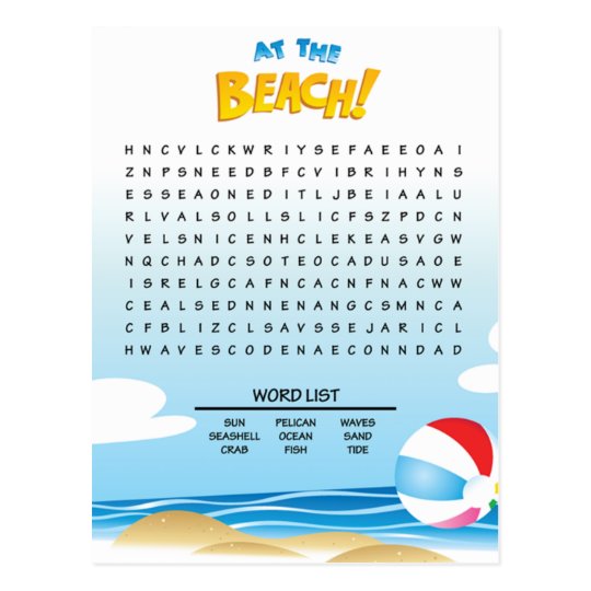 at-the-beach-word-search-activity-card-zazzle