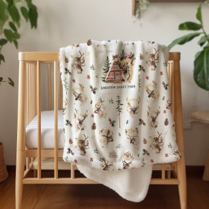 At the Cabin Family Name Christmas Blanket