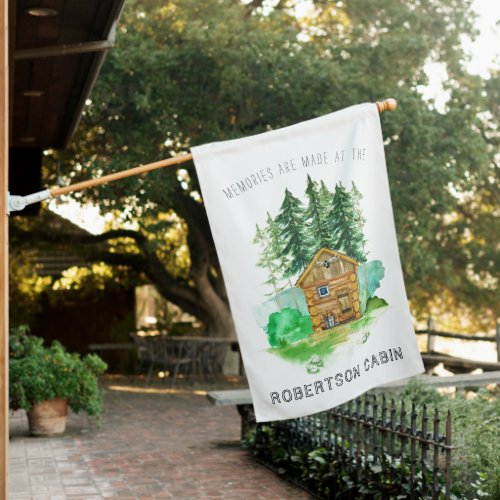 At the Cabin  Family Name Wilderness House Flag