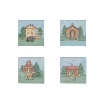 At The Cabin Stone Magnet by marainey1 at Zazzle