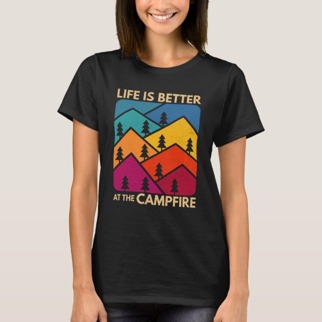 At The Campfire Camper Outdoorlife Camping T-Shirt (Front)