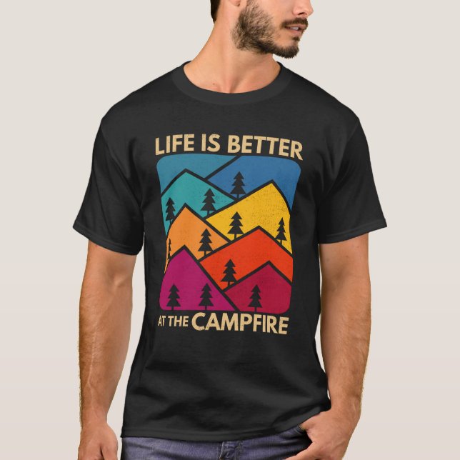 At The Campfire Camper Outdoorlife Camping T-Shirt (Front)
