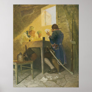 At the Cards in Cluny’s Cage by NC Wyeth Poster