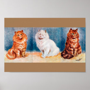 Cats Illustration, Louis Wain Cats By Louis Wain Poster Print Canvas Poster  Bedroom Decor Sports Landscape Office Room Decor Gift 20x20inch(50x50cm)
