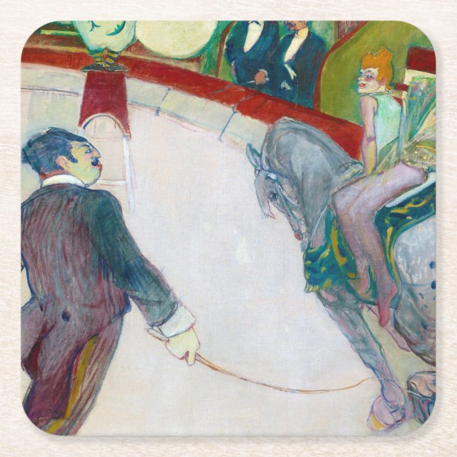 At the Circus, Lautrec Square Paper Coaster (Front)