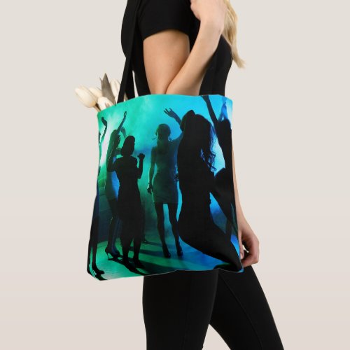 At the Club Silhouette Blue Green  Tote Bag