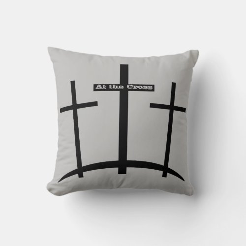 At the Cross  three crosses Throw Pillow