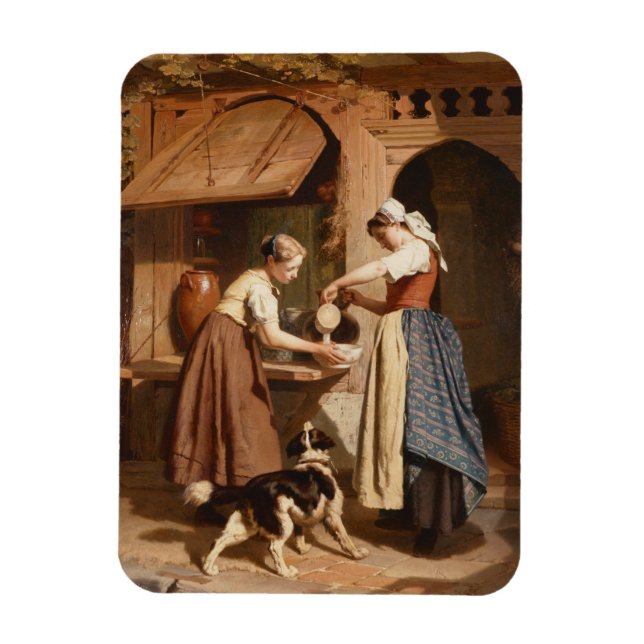 At the Dairy, 1866 (oil on panel) Magnet (Vertical)