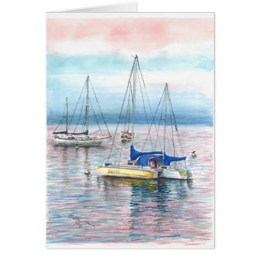 At the dock of Monterey Harbor Cards (Front)