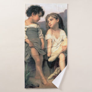 At the Edge of the Brook, Bouguereau Bath Towel
