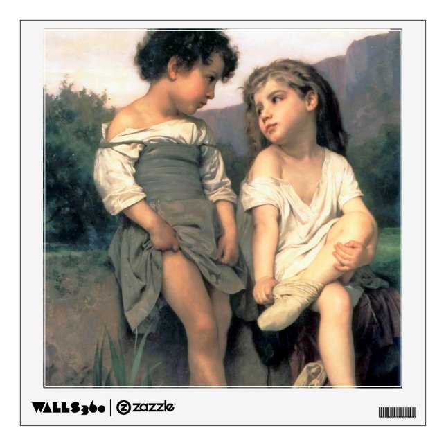 At the Edge of the Brook, Bouguereau Wall Decal (Front)