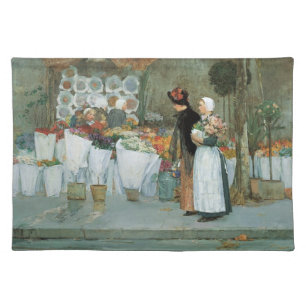 At The Florist by Childe Hassam, Vintage Fine Art Cloth Placemat