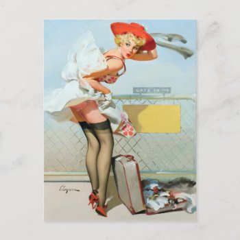 At The Gate Pin Up Postcard by Vintage_Art_Boutique at Zazzle